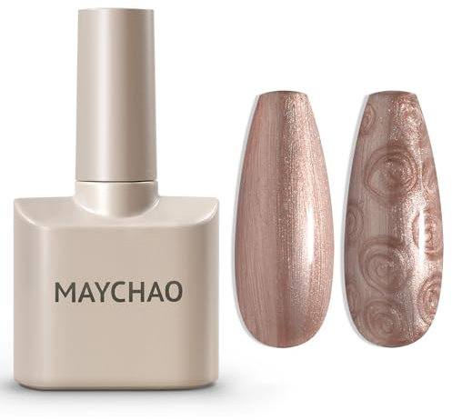 MAYCHAO 15ML Pearl Gel Nail Polish, Pearlescent Rose Gold Shell Shimmer Mermaid Gel Polish Soak Off UV LED Nail Lamp Curing Gel for Nail Art Manicure Salon DIY at Home, 0.5 OZ