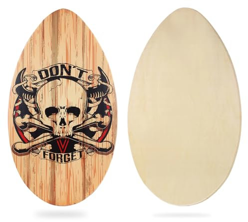 HQO LOVL Skimboard 88,9 cm Skimboard für Kinder und Erwachsene, Holz-Skimboards mit Hochglanzbeschichtung für Strand-Skimboards für Anfänger bis Fortgeschrittene (Schädel)