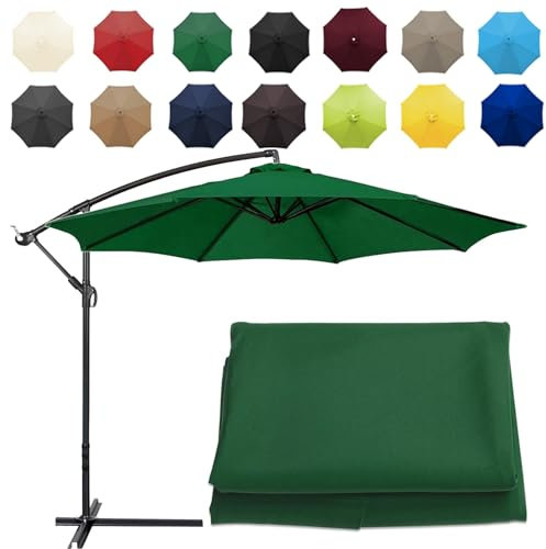 Replacement Parasol Canopy Sun Umbrella Replacement Cloth For 200cm-6 Arms 2.7m-6 Arms 2.7m-8 Arms 300cm-6 Arms 300cm-8 Arms(Color:Green,Size:8 ribs-3m(9.8ft))