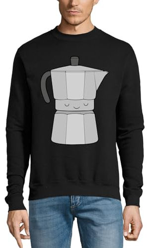 Cute Sleeping Coffee Percolator Cotton Sweater Sweatshirt Pullover Jumper Black Large