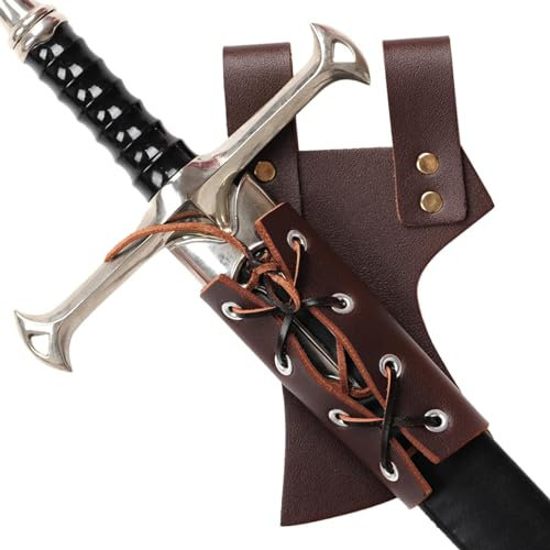 Quzente Schwerter Holster Taille, Mittelalterliche Leder Seil Gebundene Schwertscheide, Verstellbare Ritter Waffen Kleidung Schwert Ring Gürtel Holster Für Cosplay