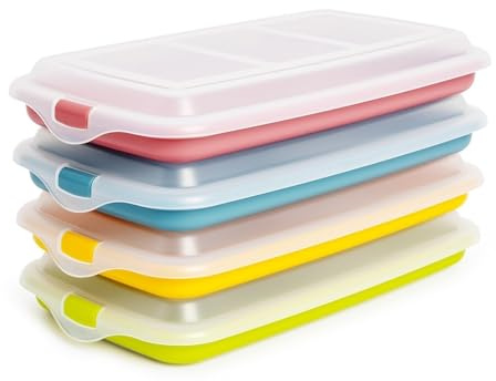 PracticDomus Wurst- und Lebensmittelhalter Deli System, optimale Aufbewahrung von Scheiben im Kühlschrank, Maße 24,8 x 14,4 x 3,3 cm (4 x Sortiment), 4X Surtido