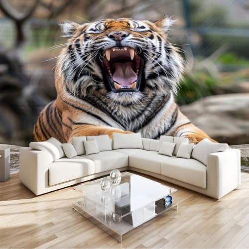 3D Animal Sumatran Tiger Photo Wallpaper 150 x 105 cm Removable Photo Mural for Nursery Bedroom Living Room Art Home Decor Wall Mural Decoration