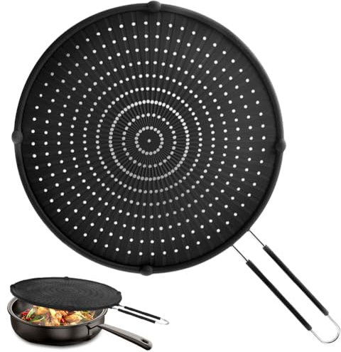 Paraschizzi per padella, paraschizzi di grasso, resistente al calore per friggere, paraschizzi in silicone per cucinare tutti i giorni, lavabile in lavastoviglie (40,6 x 30,5 x 1,2 cm)