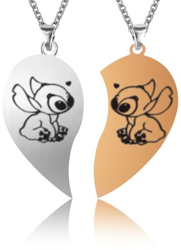 PENCHUAN 2 Stück Cartoon Kette,Kette Herz Anhänger Freundschaft,Verstellbares Halskette Stich Cartoon Halskette,Beste Freunde Kette Geschenke Mädchen Schwestern Freundschaftsketten