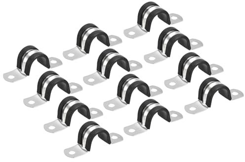 TA-VIGOR 22Pcs 18mm(3/4) Cable Clamp, Rubber Pipe Strap Rubber Cushioned 304 Stainless Steel Hose Clamp U Shape Metal Clamp Tube Holder for Tube Pipe Wire