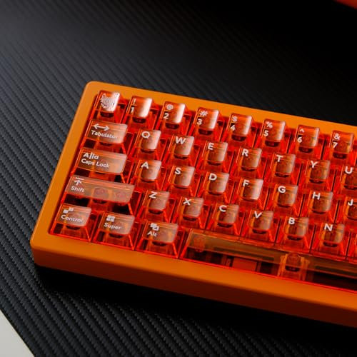 114 Keys Transparent Keycaps PC Cherry Profile Orange Keycap Set Fit for Cherry Mx Switches Mechanical Keyboard