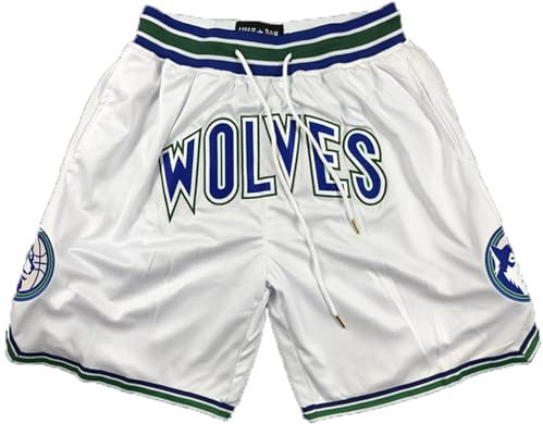 MCQOmcil Timberwolves Basketball Shorts for Herren, hochelastisch, atmungsaktiv, Sporthose, Basketball Trainings Shorts, schnell trocknend, mit Taschen(B,M)