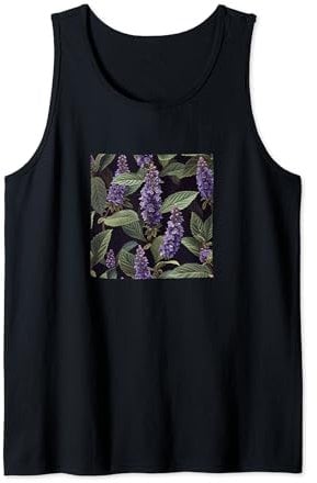 Anise Hyssop Flower Pattern Graphic Tank Top