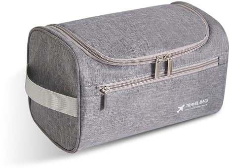 Fyriswho Trousse de Toilette Voyage pour Homme,étanche Kit de Rasage Cosmétique,Trousse de Maquillage Portable de Voyage,Imperméable Sac Cosmétique pour Gym Business et Vacanc (Gris)