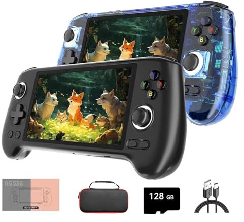 NULA RG556 - Console da gioco portatile in stile retrò, Android 13, con oltre 4000 giochi, 8+128G+128G e custodia, touch screen AMOLED, schermo Unisoc T820, supporto WiFi