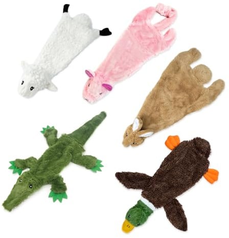 Best Pet Supplies 2-in-1 Hundespielzeug ohne Quietschen mit weichem, strapazierfähigem Stoff, Keine Füllung für das Spielen im Innenbereich, hält eine Plastikflasche, groß (Hase, Schaf, Kuh, Schwein,