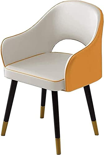 Esszimmerstühle aus PU-Leder, Gelb mit Metallbeinen, moderne Sessel für Esszimmer, Wohnzimmer und Küche, bequemes Kissen und stilvolles Design, 2 Stück