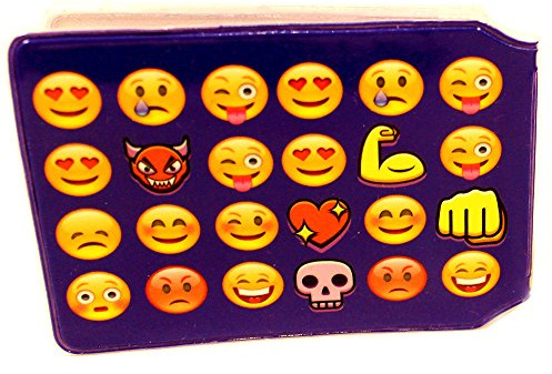 (80+ Designs) Bus Pass Wallet Credit Travel Rail Ticket Card Holder for Oyster Zip Business ID Card - Bifold - Party Bag Gift School Leaver (Blue Smiley)