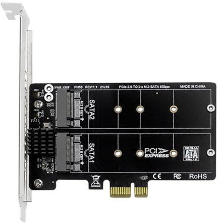 Carte d'extension M.2 SATA vers PCIE double disque double disque Carte adaptateur RAID PCIe X1/X4/X8/X16 Support M.2 SSD 2230/42/60/80