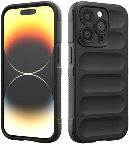 RIIMUHIR Silicone Case Compatible with iPhone 14 Pro, Silky-Soft Touch Cover, Anti-Scratch Phone Case with Microfiber Lining, Shockproof Full Body Protective Case with Camera Protection (Black)