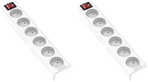 Garza Power - Regleta de 6 enchufes | Sin Cable | con Interruptor | Ladrón múltiple | Protección infatil | Color Blanco (Paquete de 2)