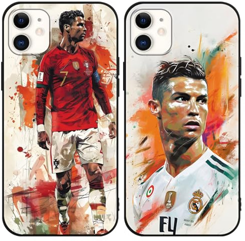 TBNMBGY 2 Stück Handyhülle für iPhone 11 Hülle 6.1, Fußball Legend Player Cool Mode Sport 7 Muster Case Weich Silikon Stoßfest Cover Schutzhülle für Fans, Idol