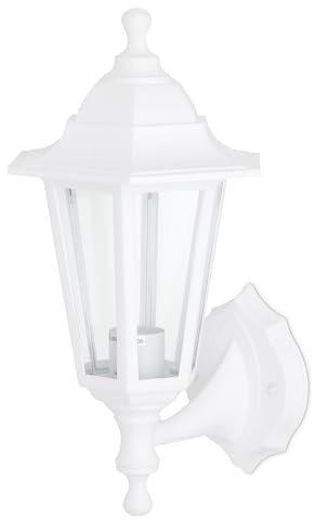 Kwazar Luminaire Außenwandleuchte E27 IP44 Weiss Rustikale Außenlampe max 60W – Wetterfeste Wandbeleuchtung für Hauswand, Garten & Eingangsbereich | ERANO.A Außenleuchte