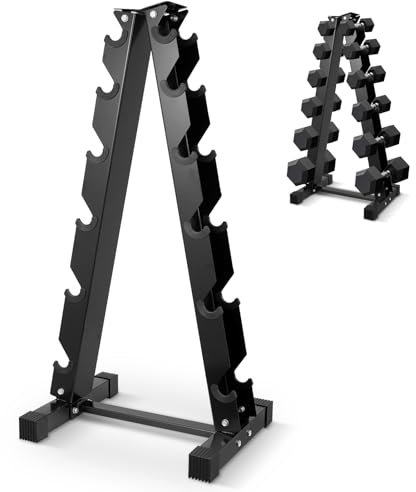 wowspeed Dumbbell Rack, Heavy Duty Steel Weights Storage Stand, Dumbbell Tree Stand, A-Frame Portable Design Weight Storage Organizer, Compact & Space Saving Dumb-bell Holder for Home Gym (6 Tier)