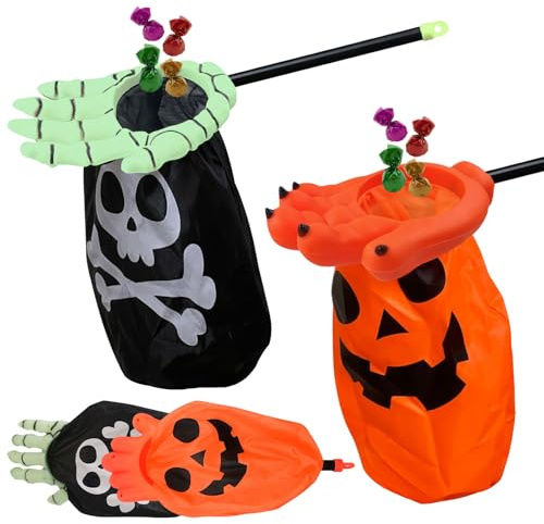 2 Stück Halloween Tasche mit Griff Halloween Süßigkeiten Tasche Sammel Tasch mit Henkel für Halloweens Beutel für Süßigkeiten,Halloweens Sammeltasche Party Dekorationen Trick or Treat(B)
