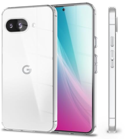 NALIA Transparente Silikonhülle für Google Pixel 9a - rutschfest - Hülle | Micro-Dot Rückseite ohne Wasserflecken, Stoßabsorbierende Ecken, Griffiges TPU-Material, Präzise Tasten, GLAZE