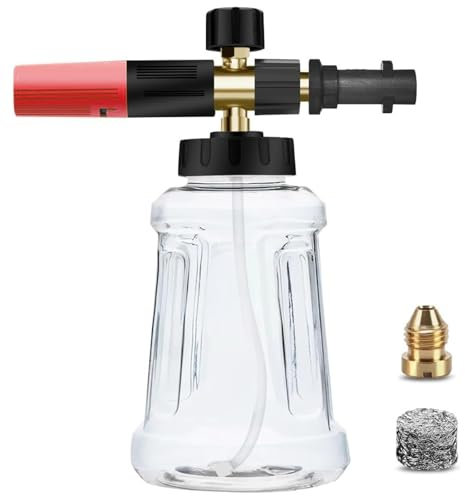 Snow Foam Lance,Snow Foam Bottle,Foam Cannon for Karcher K Series K2 K3 K4 K5 K6 K7 Pressure Washer,Compatible with 1/4 Quick Release Pressure Washer with Adjustable Nozzle and Connector(Red