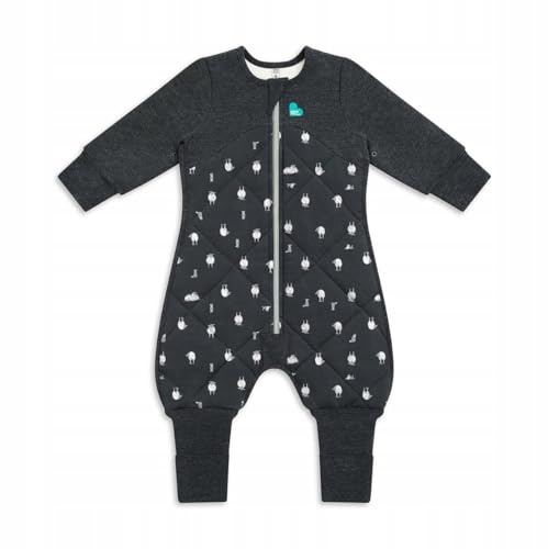 Love To Dream Sleep Suit, 2.5 TOG Premium Organic Cotton & Merino Wool Wearable Blanket, Long Sleeve Winter Sleepsuit, Hip-Healthy Design, Charcoal Lambs Best Friend, 6-12 months