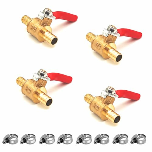 Valvola a sfera in ottone da 8 mm per impianti idraulici, valvola di intercettazione per acqua gas e olio, rubinetto carburante universale per moto scooter e veicoli a motore (8MM)