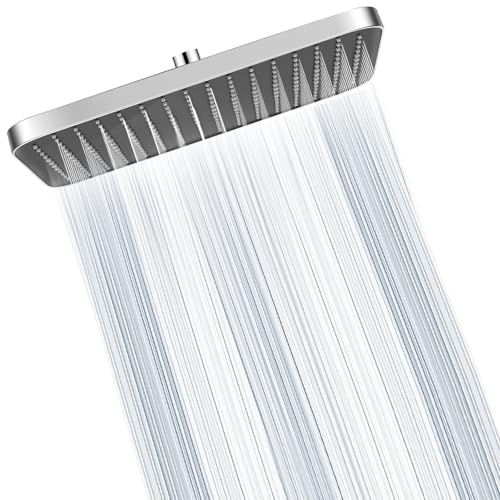 Ronvie 13 Zoll Duschkopf Regendusche, Fester Regenduschkopf Duschbrause mit Anti-Kalk-Düsen, Wasserfall Wassersparend Kopfbrause für Badezimmer (Chrom)
