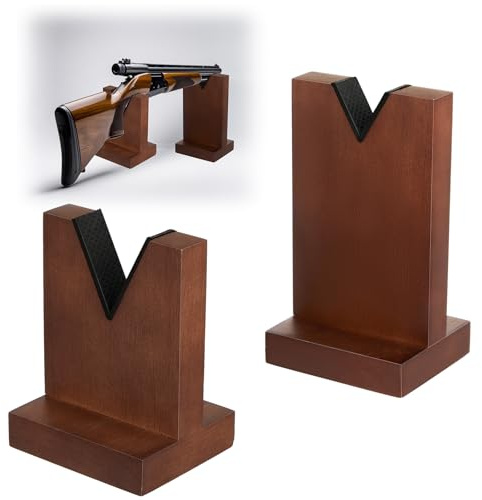 BrightRow 1 Pcs Wood Fake Gun Display Stand, V-shaped Top, Rustic