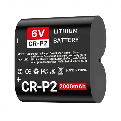 CR-P2 Batterie au lithium 6 V 2000 mAh compatible avec 223 A, EL223AP, DL223A pour appareil photo, flash, détecteur de mouvement
