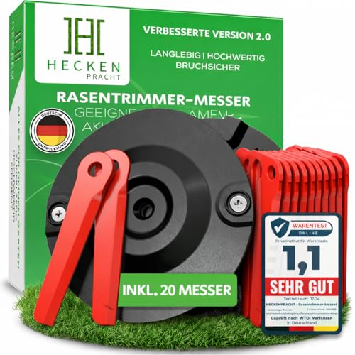 Heckenpracht® Rasentrimmer Messer aus High-Performance-Kunststoff inkl. Unterbodenschutz passt für Einhell Rasentrimmer | Extrem bruchsicher & Langlebig | Rasentrimmer Ersatzmesser