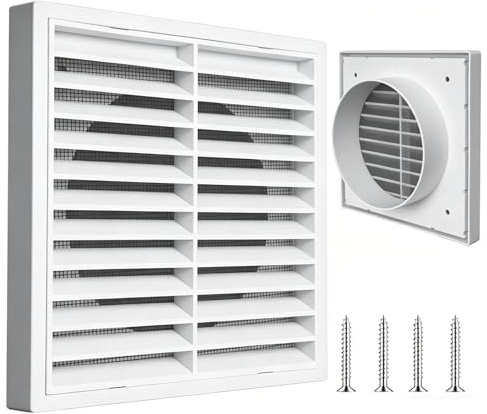 External Gravity Grille Air Vent Cover,Air Vent Covers for Walls Wall Vent with Flyscreen for Tumble Dryer, Extractor Fan, Kitchen, Exterior Walls (150mm)