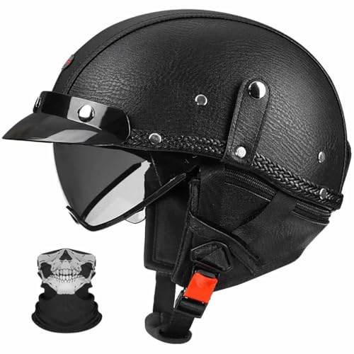 BCYBD Casque Moto Jet Demi-Casque Vintage Homologué ECE 22.06