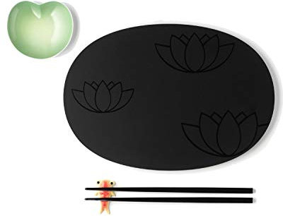 A di Alessi - ASG90 SET - Lily Pond Set per sushi decorato a mano.