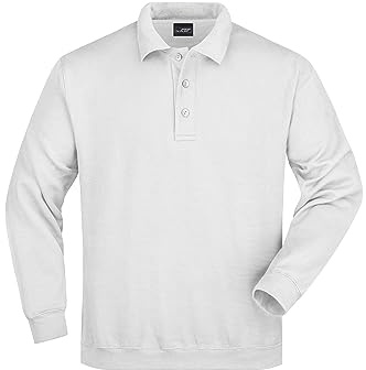 James & Nicholson Polo Sweatshirt - Klassischer Sweat mit gestricktem Polokragen | Farbe: White | Grösse: L