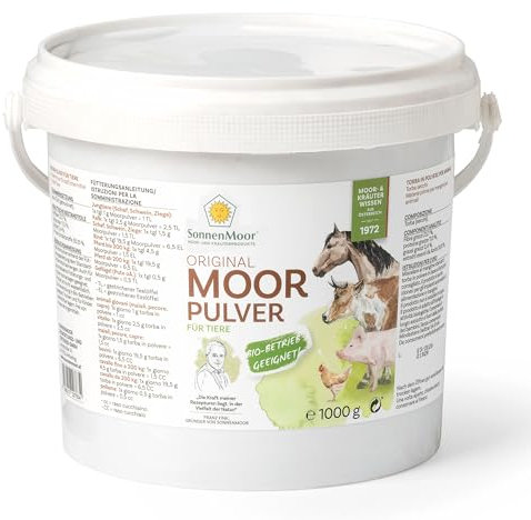 Moorpulver 1000g Sonnenmoor für Tiere Trockenmoor zum Untermischen von Futtermittel, 100% natürlich, vegan und ohne Konservierungsstoffe, Nahrungsergänzung für Tier