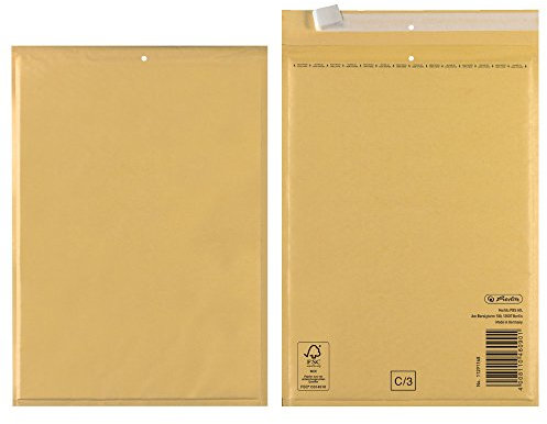 Herlitz 11291168 Luftpolstertasche C/3, 15 x 21 cm, FSC Mix Papier, PE Innenfolie, 100 Stück,braun