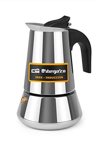 Orbegozo KFI 260 - Cafetera Italiana, 2 Tazas, Asa, Válvula de Seguridad, Acero Inoxidable