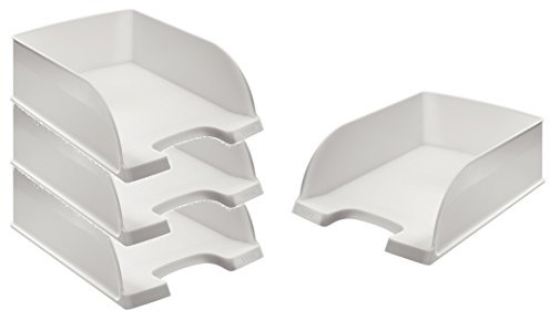 Leitz 523300 Briefkorb Jumbo Plus, A4, extra hoch, Polystrol (Briefkorb Jumbo Plus, weiß 4er Set)
