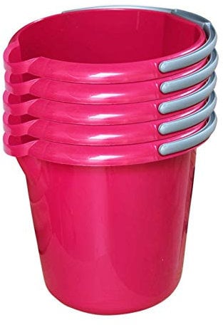 Putzeimer mit Ausguss und Skala, 5X 10 Liter pink - Eimer rund, Wassereimer Kunststoff, Plastik