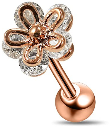 Fleur de rose or CZs 5 Pierre Helix de Cartilage en acier chirurgical 316L Piercing Tragus