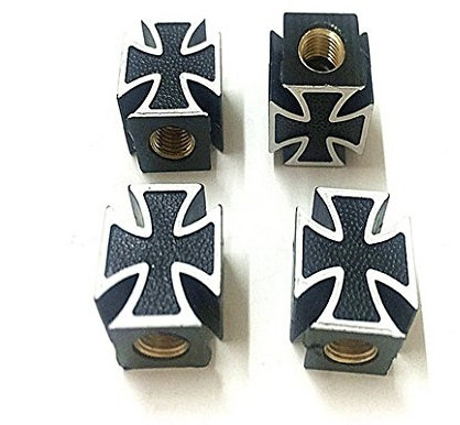Shop-of-Wonder 4X Ventilkappen Eisernes Kreuz in schwarz für Auto Ventil