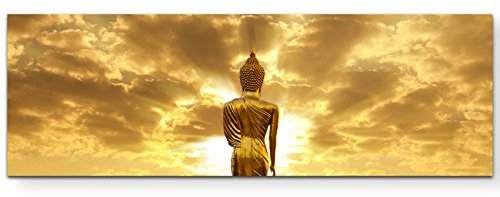Eau Zone Wandbild auf Leinwand 120x40cm Goldener Buddha in Thailand