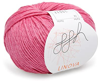 ggh Linova | Baumwolle mit Leinen Mischung | 50g Wolle zum Stricken oder Häkeln | Farbe 074 - Hot Pink