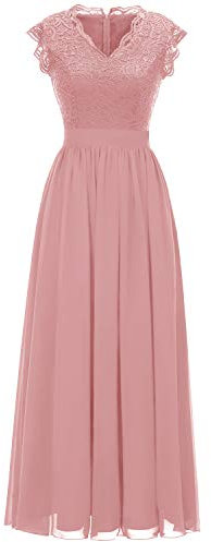 Dressystar Robe de Soirée Cérémonie Bal Longue Princesse Femme en Dentelle,Mousseline 0050 Blush XL