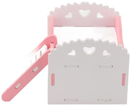 Jeffergarden Compact Mini Pink Hamster Rat Small Animal Castle House Bed Nest with Stairs Play Toy for Cage
