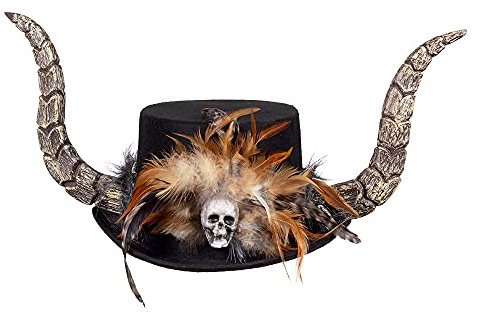 Boland 72251 - Hut Papa Legba, Vodoo-Zauber, Wunderheiler, Kopfbedeckung mit Hörnern, Kostüm, Karneval, Mottoparty, Halloween