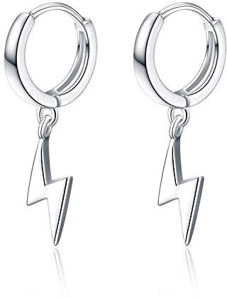 Lightning Creolen Sterling Silber Mini Dangle Lightning Huggie Creolen für Damen